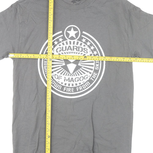 Bathroom Wall T-Shirts Men's Grey Graphic Print Crew Neck Tee M