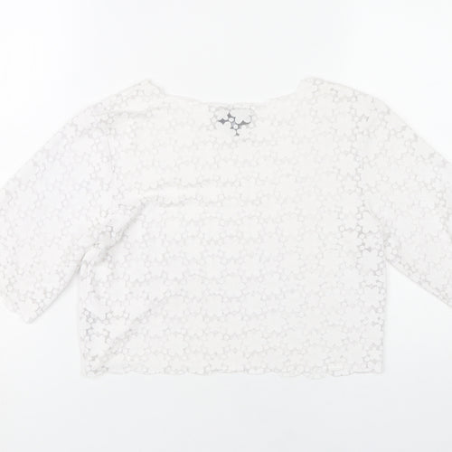 Topshop Women White Floral Lace Cropped Blouse UK 8
