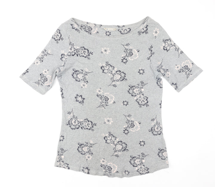 Marks and Spencer Women’s Grey Floral Cotton T-Shirt UK 14