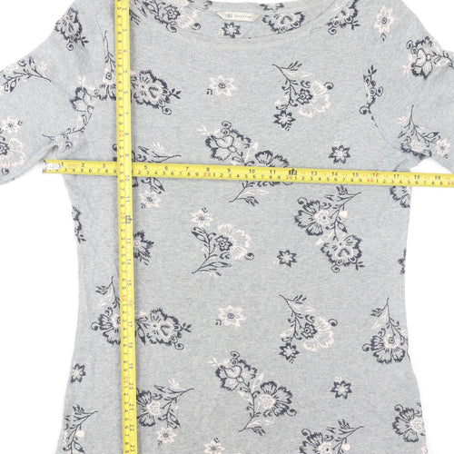 Marks and Spencer Women’s Grey Floral Cotton T-Shirt UK 14