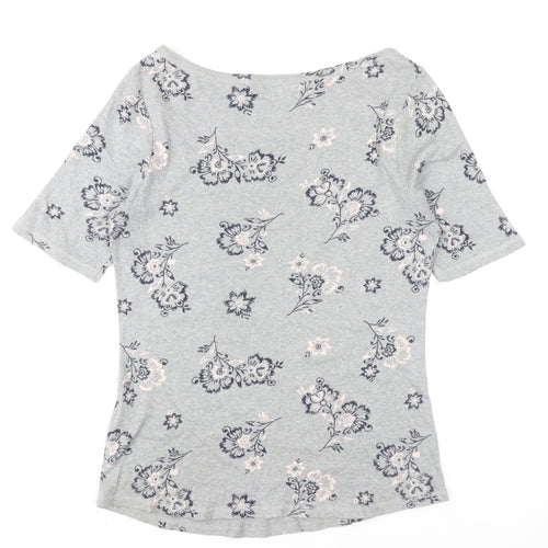 Marks and Spencer Women’s Grey Floral Cotton T-Shirt UK 14