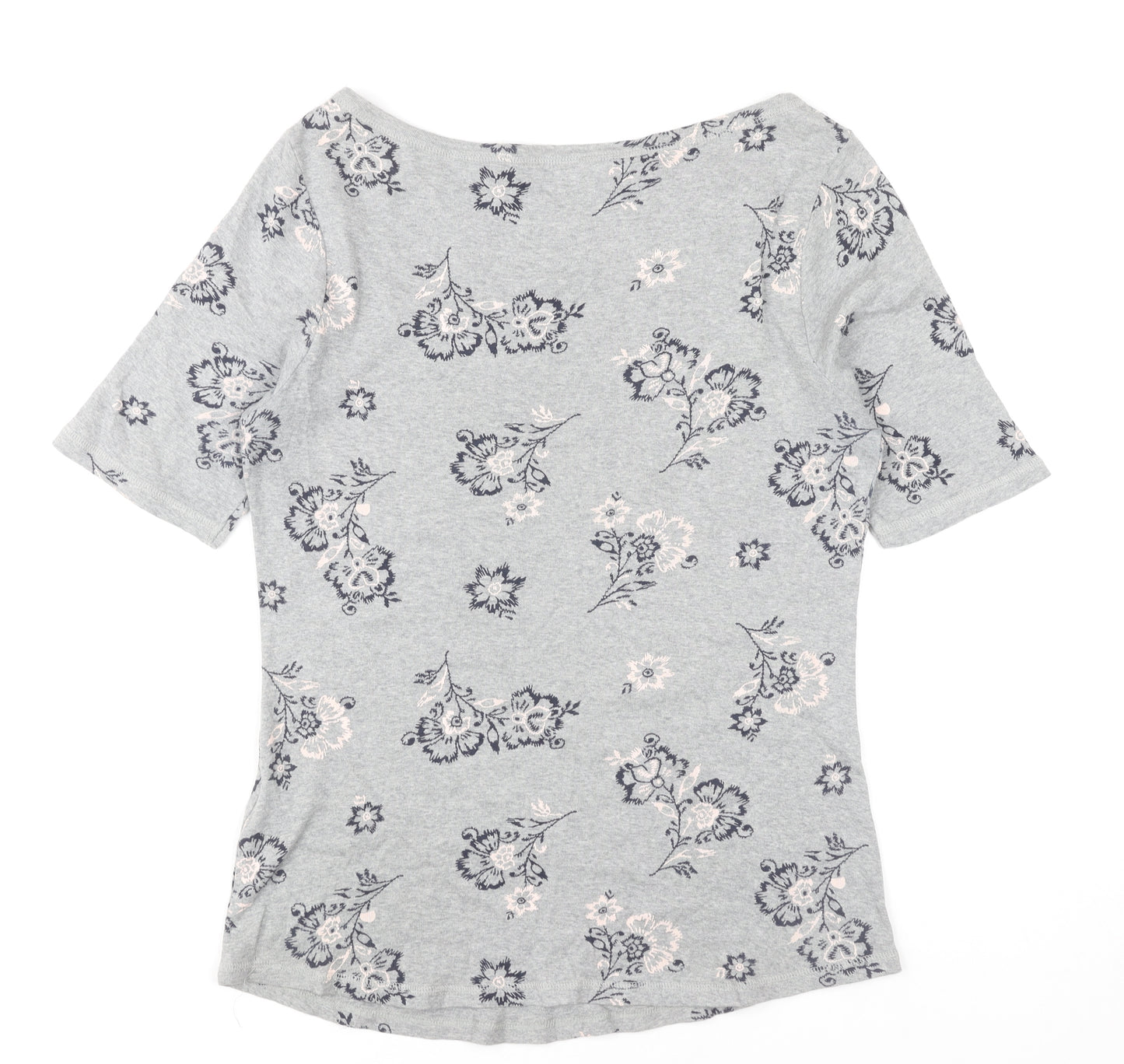 Marks and Spencer Women’s Grey Floral Cotton T-Shirt UK 14