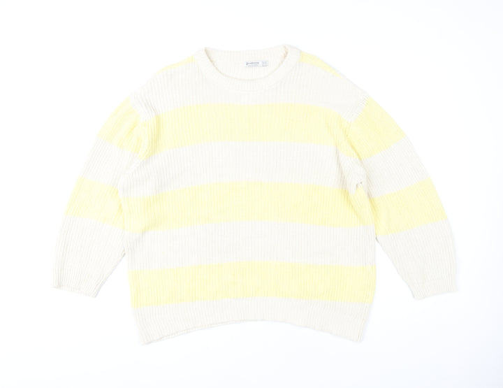 Stradivarius Women's Multicoloured XS Knit Cotton Pullover Jumper