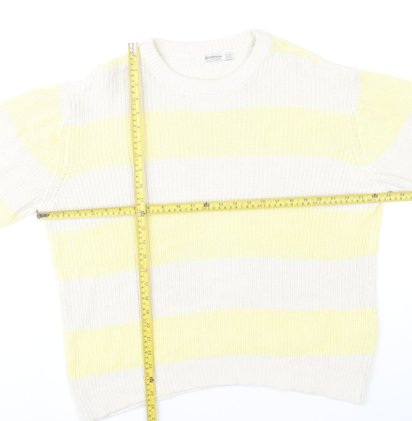 Stradivarius Women's Multicoloured XS Knit Cotton Pullover Jumper