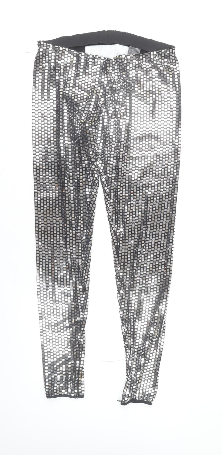 Maison Martin Margiela Women’s Silver Geometric Leggings Size 10 Party Wear