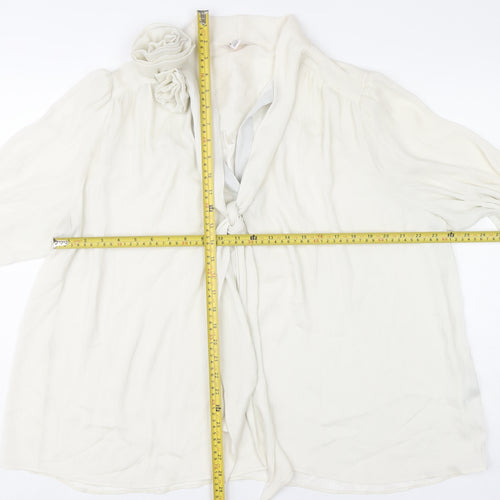 River Island Women Ivory Long Sleeve Wrap Blouse UK 20