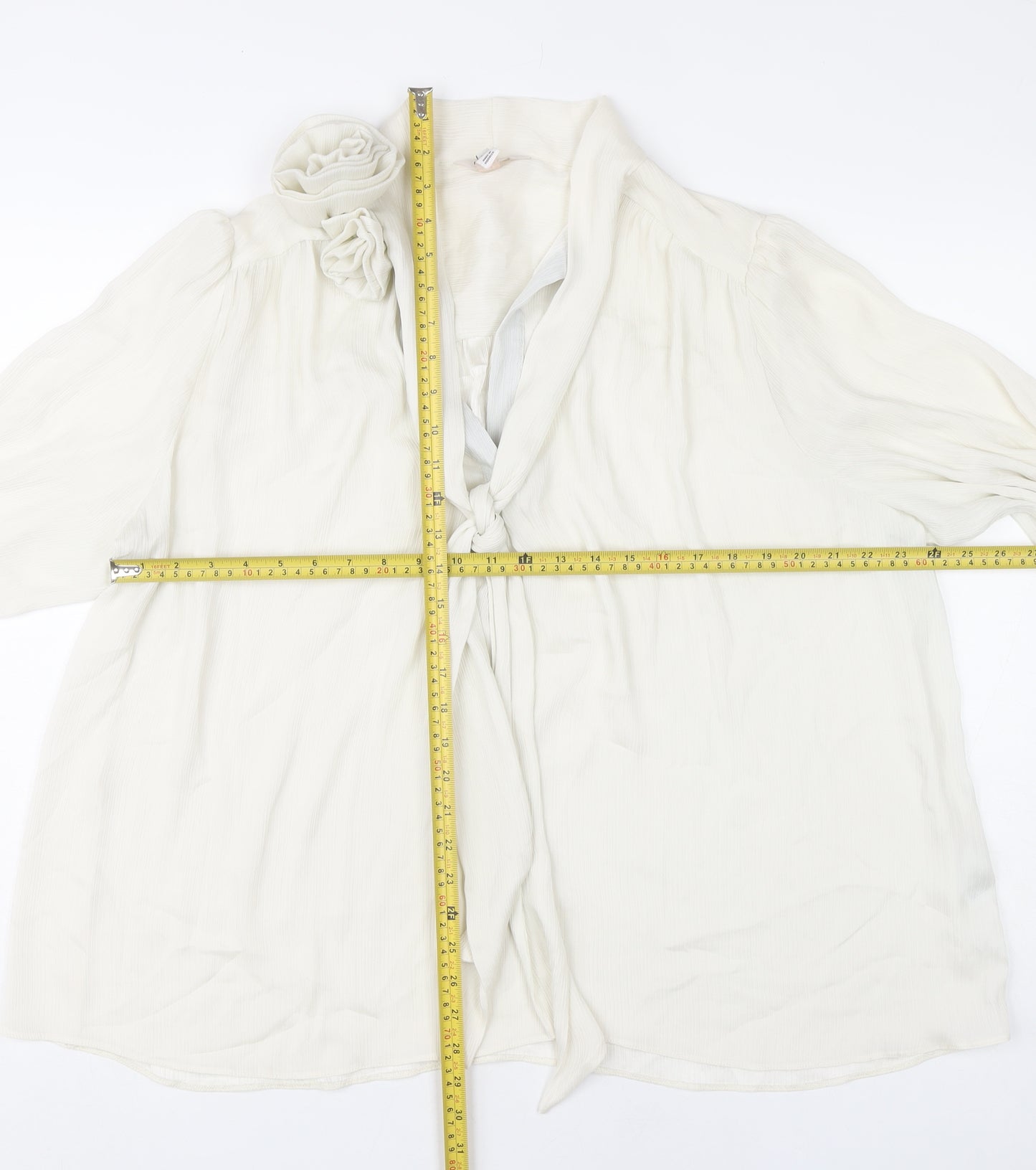 River Island Women Ivory Long Sleeve Wrap Blouse UK 20