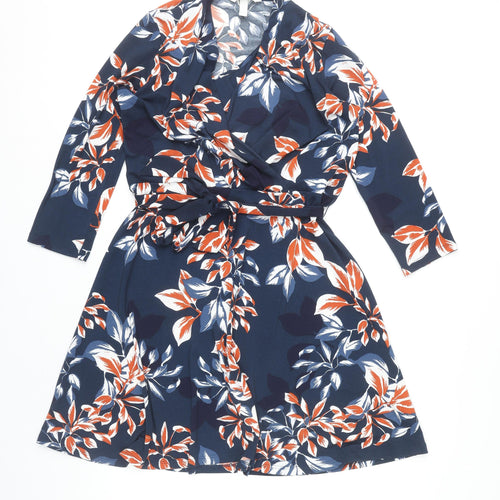 H&M MAMA Women's Multicoloured Floral Wrap Maternity Dress Size 12