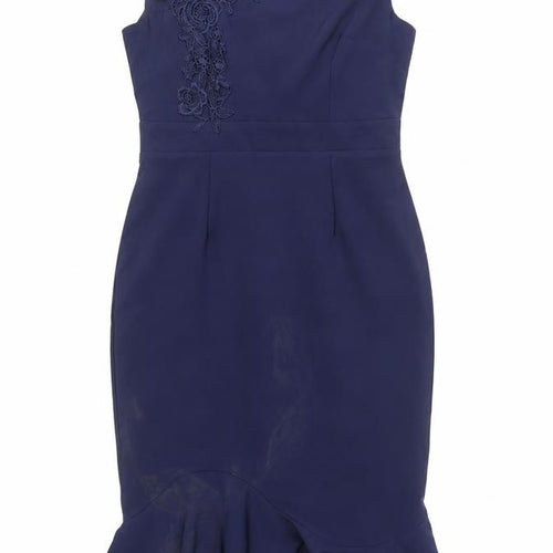 Little Mistress Women’s Blue UK12 Bodycon Lace Off-Shoulder Dress