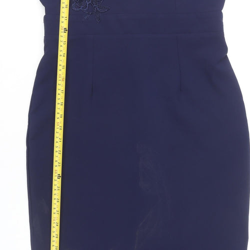 Little Mistress Women’s Blue UK12 Bodycon Lace Off-Shoulder Dress