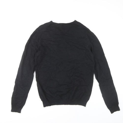 Hugo Boss Men's Black V-Neck Knit Jumper M Cotton Wool Business Casual