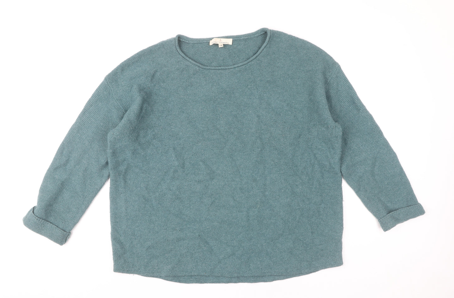Seasalt Cornwall Women Green Wool Blend Crew Neck Jumper Size 16