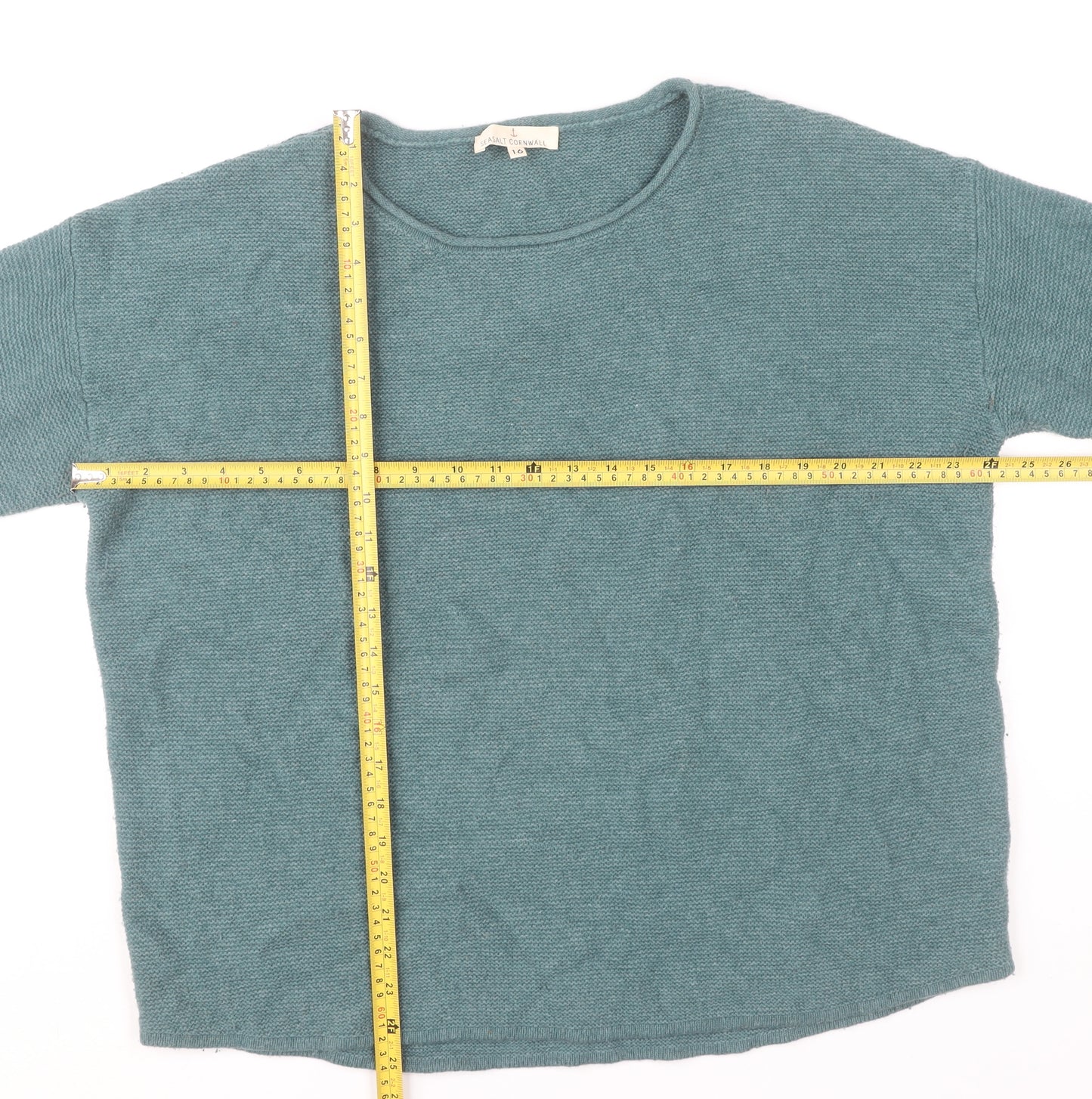 Seasalt Cornwall Women Green Wool Blend Crew Neck Jumper Size 16