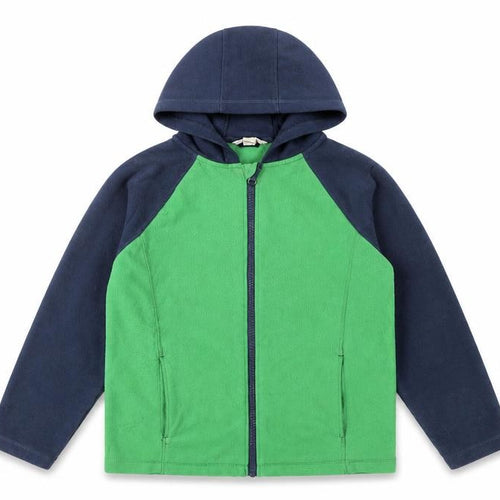 Lands' End Boys Green & Navy Fleece Hooded Full Zip Jacket 8 Years