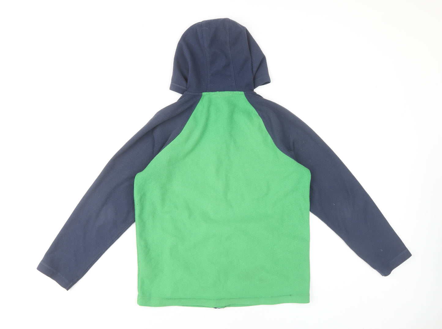 Lands' End Boys Green & Navy Fleece Hooded Full Zip Jacket 8 Years