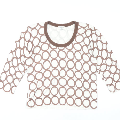 Kaliko Women's Brown Scoop Neck Geometric Jumper UK 16