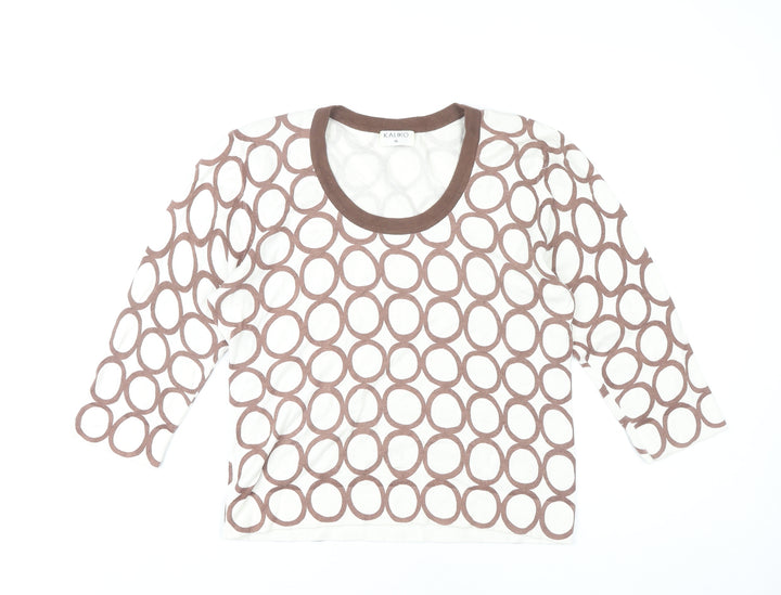 Kaliko Women's Brown Scoop Neck Geometric Jumper UK 16