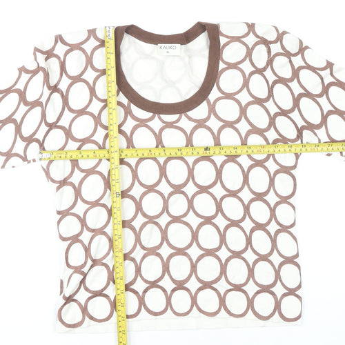 Kaliko Women's Brown Scoop Neck Geometric Jumper UK 16