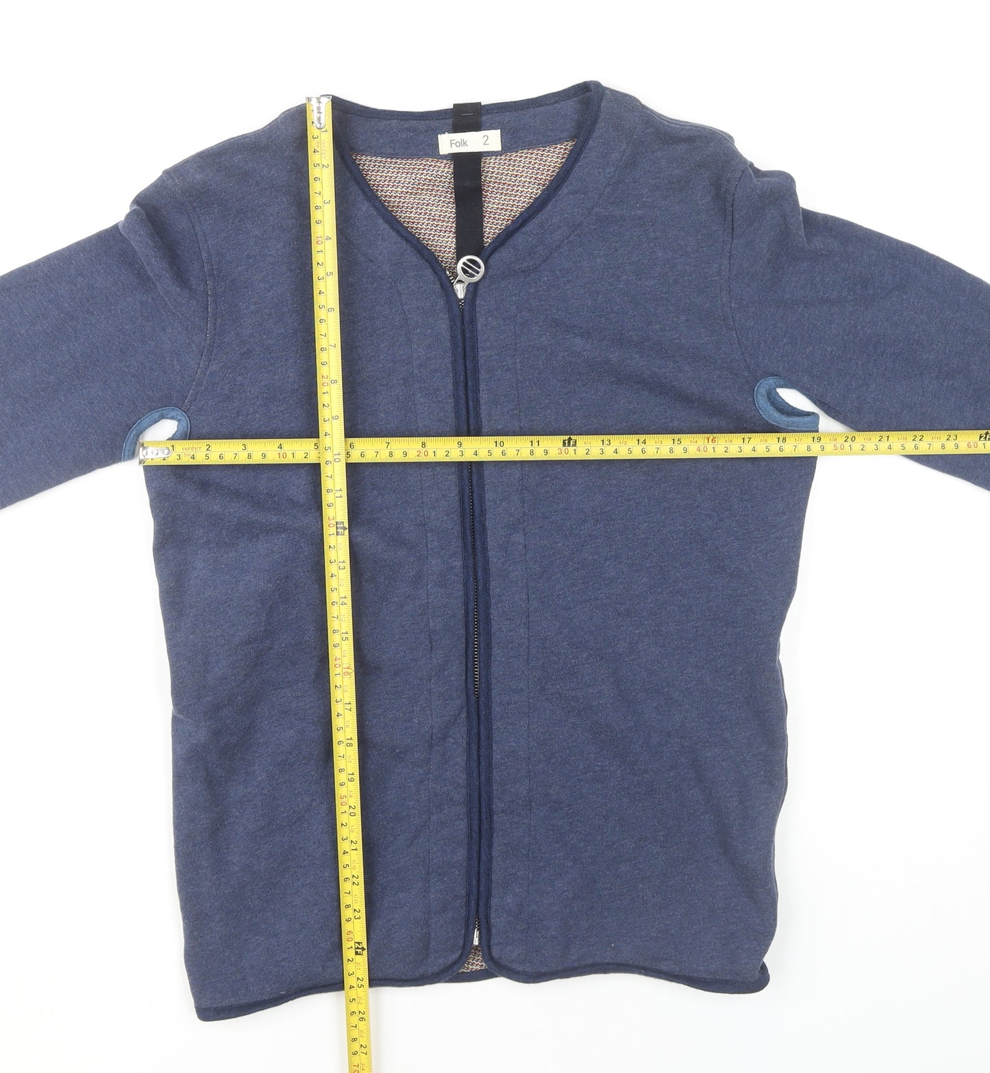 Folk Women’s Blue Cotton Mid-Length Jacket Size 10 Full Zip