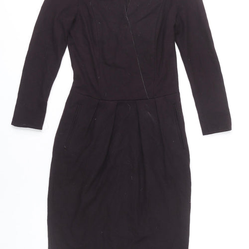 Nicole Farhi Women's Black Wool Cotton Sheath Dress UK 6 Knee Length