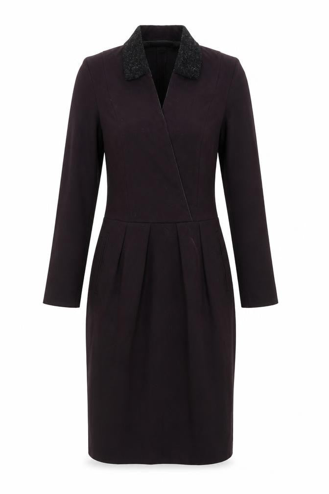 Nicole Farhi Women's Black Wool Cotton Sheath Dress UK 6 Knee Length