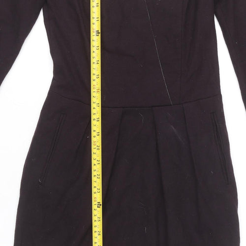 Nicole Farhi Women's Black Wool Cotton Sheath Dress UK 6 Knee Length