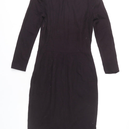 Nicole Farhi Women's Black Wool Cotton Sheath Dress UK 6 Knee Length
