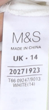 Marks and Spencer Women White Size 14 Lace Neck Cap Sleeve Blouse