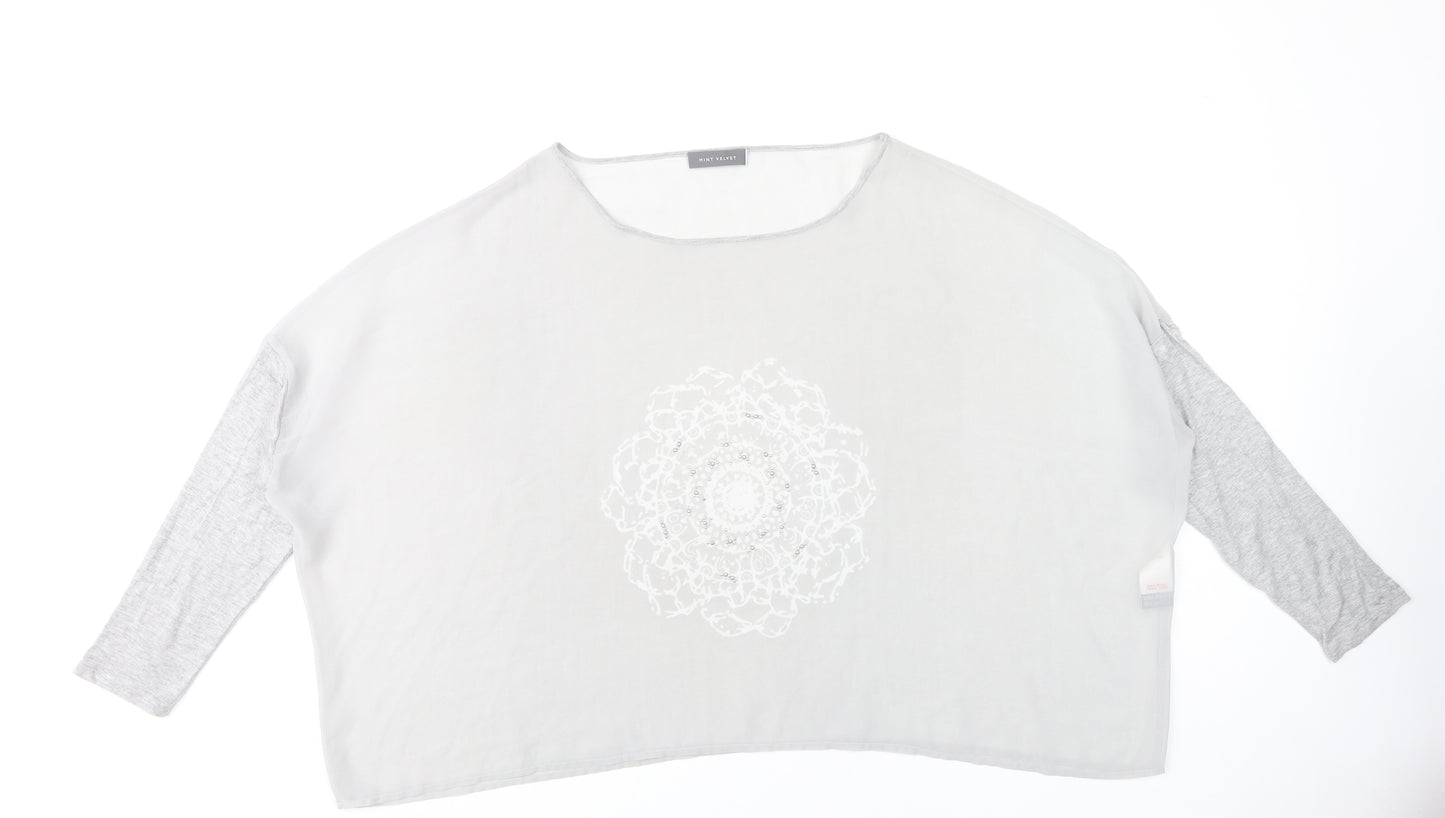 Mint Velvet Women’s Grey Beaded Embroidered Blouse UK 18