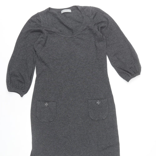 Marks and Spencer Women’s Grey Shift Dress UK 12 Knee Length 3/4 Sleeve