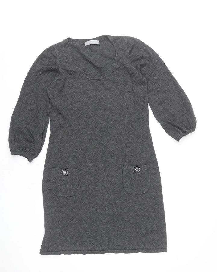 Marks and Spencer Women’s Grey Shift Dress UK 12 Knee Length 3/4 Sleeve