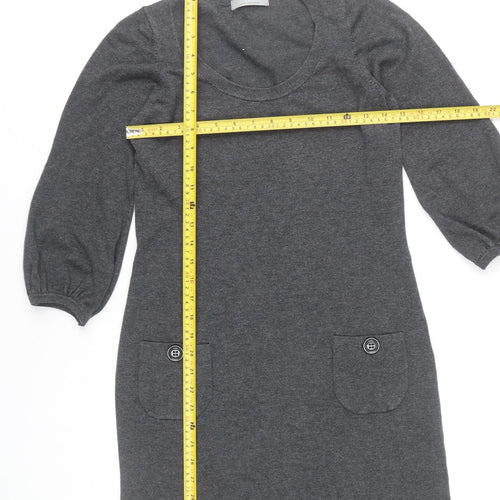 Marks and Spencer Women’s Grey Shift Dress UK 12 Knee Length 3/4 Sleeve