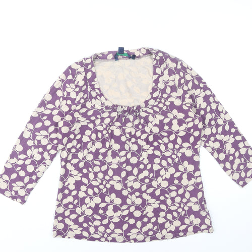 Boden Womens Purple Floral Tunic Blouse Size 14 3/4 Sleeve