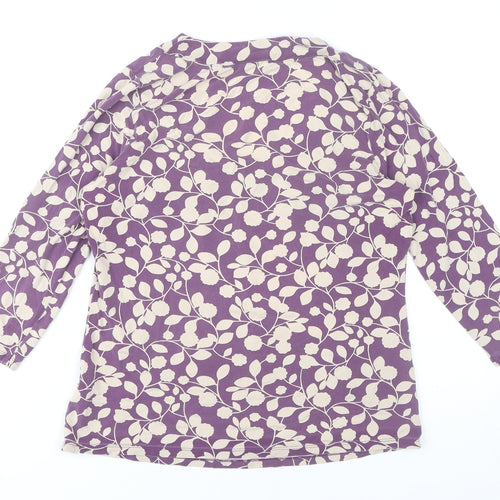 Boden Womens Purple Floral Tunic Blouse Size 14 3/4 Sleeve