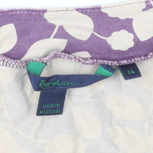Boden Womens Purple Floral Tunic Blouse Size 14 3/4 Sleeve