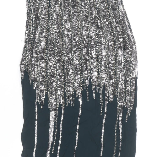 French Connection Women’s Green Sequin Shift Dress UK 10 Party Cocktail