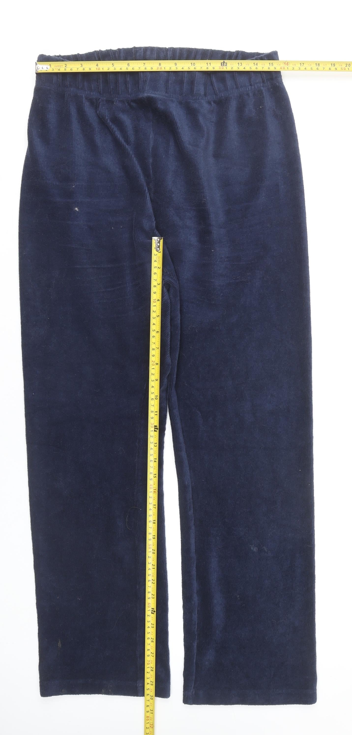 Cotton Traders Womens Blue Corduroy Straight Leg Trousers Size 16