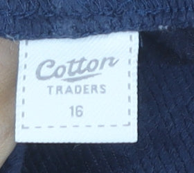 Cotton Traders Womens Blue Corduroy Straight Leg Trousers Size 16