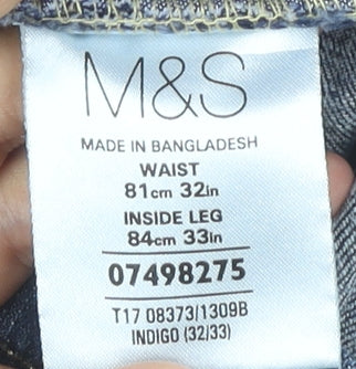Marks and Spencer Men's Blue Straight Leg Jeans 32W 33L