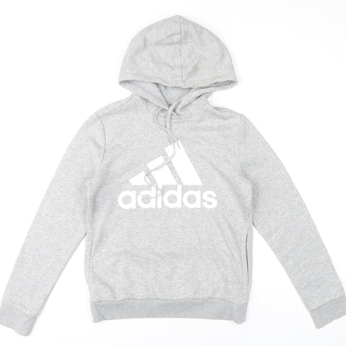 Adidas Women’s Grey Pullover Hoodie Size S Regular Fit Sports Logo