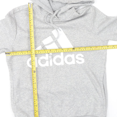 Adidas Women’s Grey Pullover Hoodie Size S Regular Fit Sports Logo