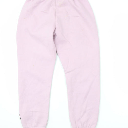 Zara Girls Pink Sweatpants 11-12 Years London Print Fleece Elastic Waist