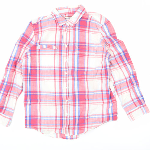 Tommy Hilfiger Men’s Red Plaid Cotton Long Sleeve Button-Up Shirt L