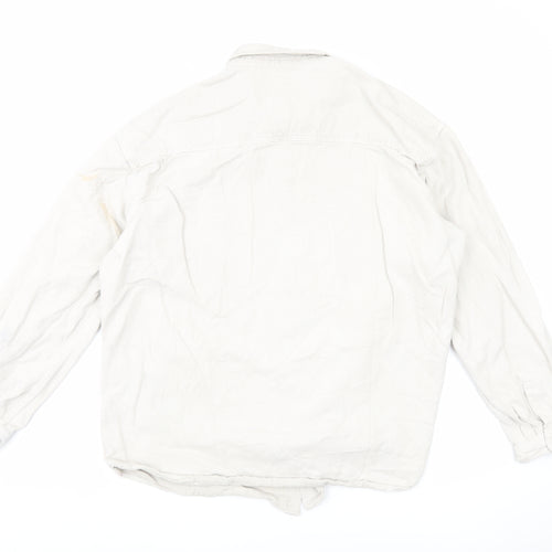ZARA Men Beige Relaxed Fit Long Sleeve Button-Up Shirt L 48in