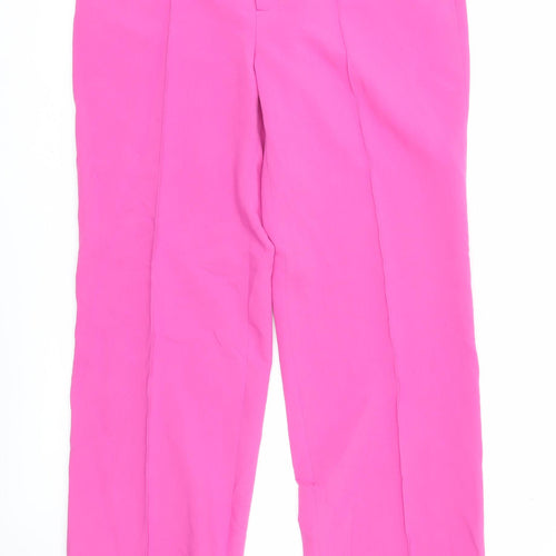 Zara Women’s Pink Straight Leg Trousers Size L Mid Rise Viscose Blend
