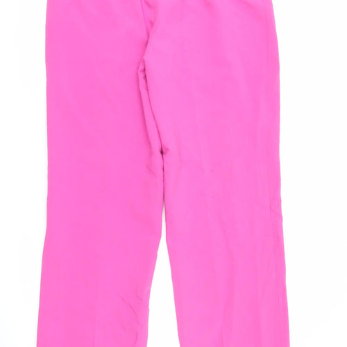 Zara Women’s Pink Straight Leg Trousers Size L Mid Rise Viscose Blend