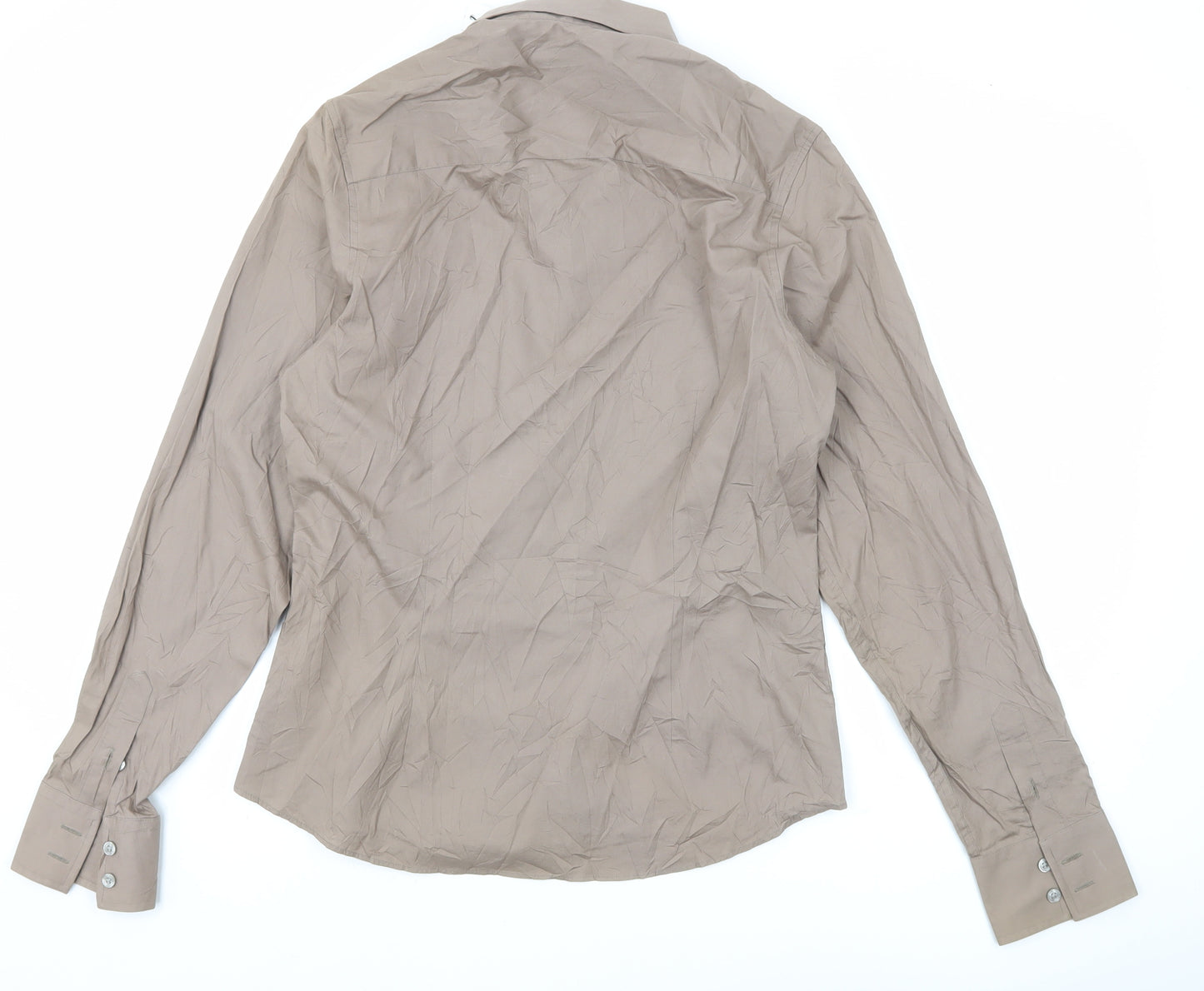 Calvin Klein Jeans Men's Brown Small Cotton Long Sleeve Button-Up Shirt