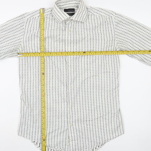 Zara Man White Striped Long Sleeve Button-Up Shirt Men's S 38in