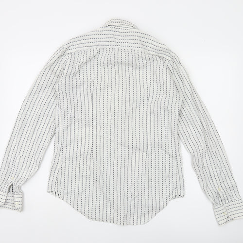 Zara Man White Striped Long Sleeve Button-Up Shirt Men's S 38in