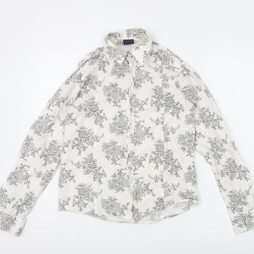X&O Everywear Men's White Floral Long Sleeve Button-Up Shirt M